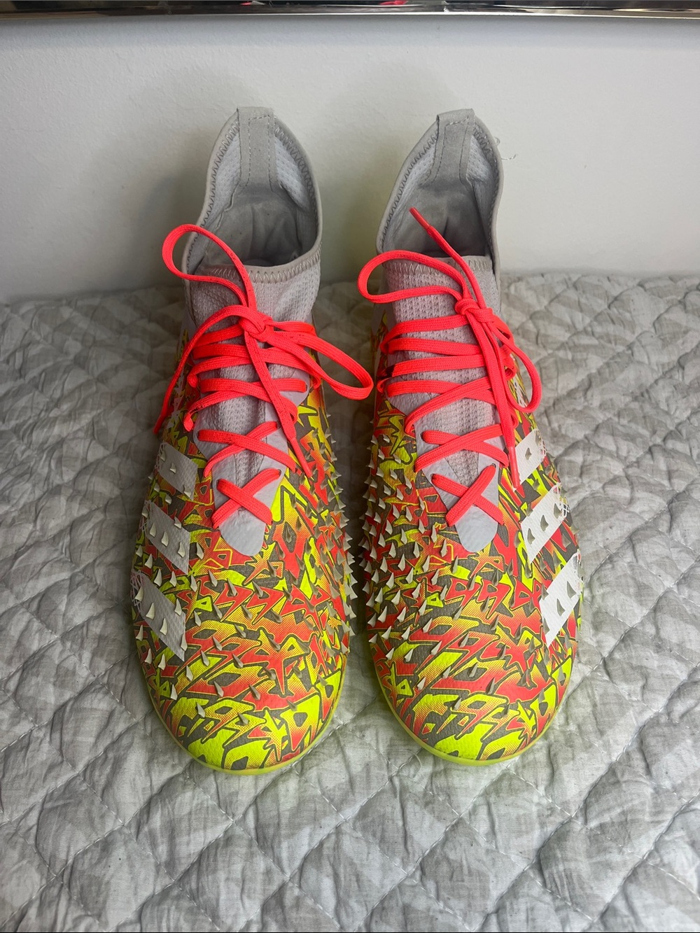 adidas Men's Predator Freak.2 Neon Yellow Coral Athletic Soccer Cleats